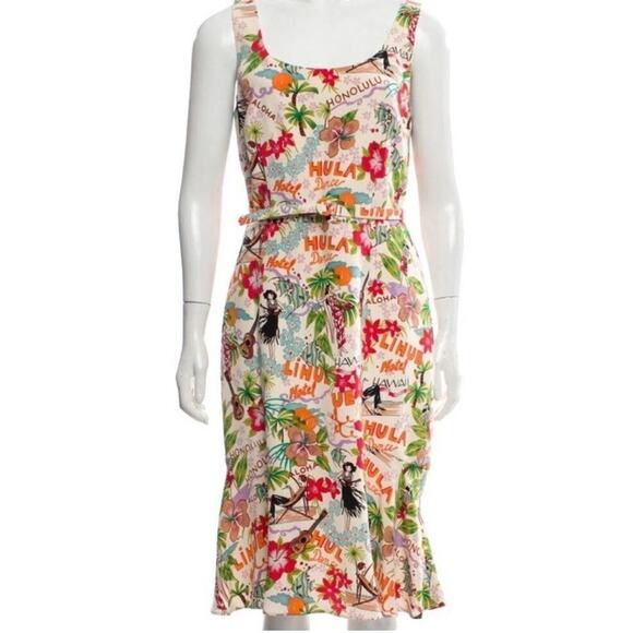 Vintage David Meister Aloha Hawaii Hula Summer Dress 100% Silk Neimans Size 8 - Picture 13 of 15